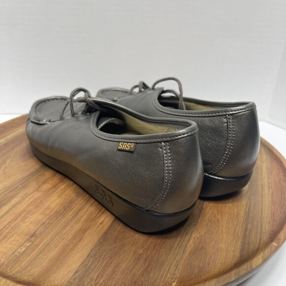SAS Womens Soft Step Heel Leather Moccasins Size 7M Pewter‎ Gray - Picture 9 of 16